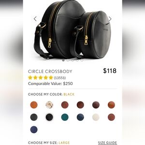 Portland leather Large Black Circle Crossbody Bag with Gold Hardware